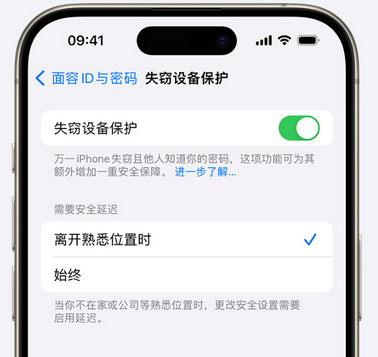 都江堰苹果手机维修分享iOS17'失窃设备保护'功能是什么？ 